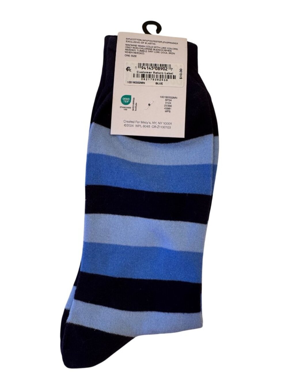 Club Room Crew Socks "World's Best Dad" Striped Navy Blue Seamless Toe $10